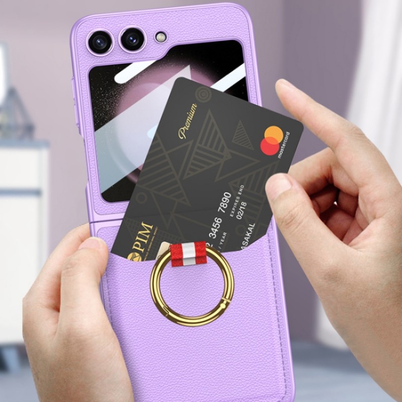 Θήκη Integrated Plain Card Bag Phone Case with Ring Holder Samsung Galaxy Z Flip6 SM-F741 / Flip7 FE 5G SM-761B Matcha Green
