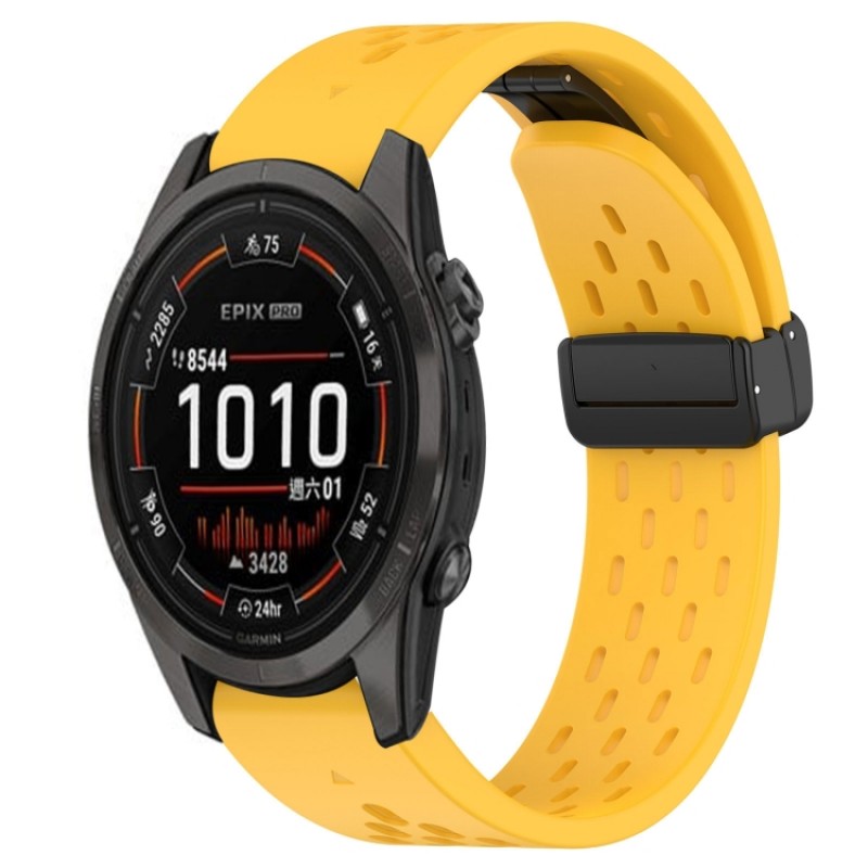 Ανταλλακτικό λουράκι QuickFit Folding Buckle Hole Yellow για Samsung Galaxy Watch5 (40mm & 42mm)/ Watch4 (40mm & 44mm)/ Watch4 Classic (42mm & 46mm)/ Watch3(41mm)/Active 2(40/44mm)/Amazfit GTS 3 (43mm)/GTR(42mm)  (20mm)