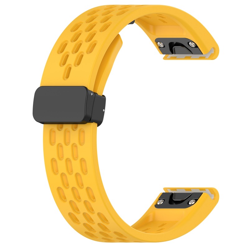 Ανταλλακτικό λουράκι QuickFit Folding Buckle Hole Yellow για Samsung Galaxy Watch5 (40mm & 42mm)/ Watch4 (40mm & 44mm)/ Watch4 Classic (42mm & 46mm)/ Watch3(41mm)/Active 2(40/44mm)/Amazfit GTS 3 (43mm)/GTR(42mm)  (20mm)