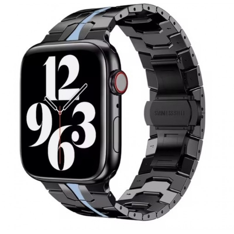 Ανταλλακτικό λουράκι QuickFit Iron Man Stainless Apple Watch 1/2/3/4/5/6/SE/7/8/Ultra (42/44/45/49mm) Black / Blue
