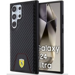Θήκη Ferrari PU Leather Bottom Carbon Case Samsung Galaxy S24 Ultra 5G S928 Black