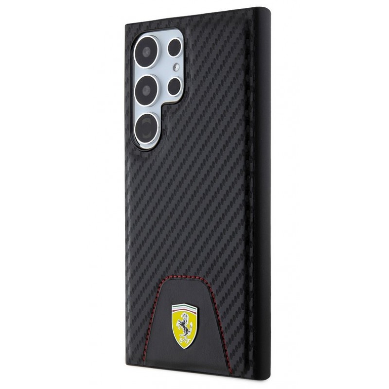 Θήκη Ferrari PU Leather Bottom Carbon Case Samsung Galaxy S24 Ultra 5G S928 Black