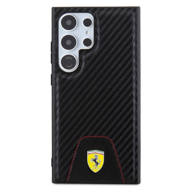 Θήκη Ferrari PU Leather Bottom Carbon Case Samsung Galaxy S24 Ultra 5G S928 Black