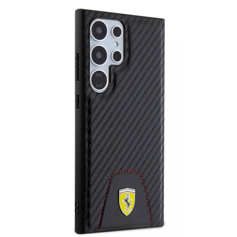 Θήκη Ferrari PU Leather Bottom Carbon Case Samsung Galaxy S24 Ultra 5G S928 Black