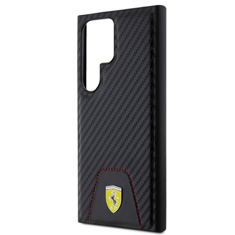 Θήκη Ferrari PU Leather Bottom Carbon Case Samsung Galaxy S24 Ultra 5G S928 Black