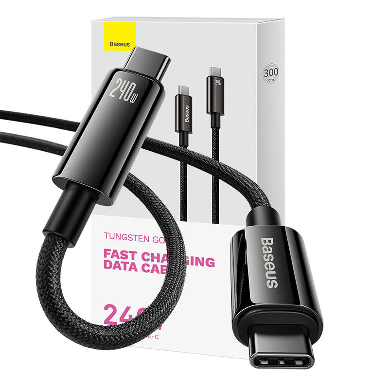 Καλώδιο Φόρτισης Baseus Cable Tungsten USB-C to USB-C Super Charge 240W 3m Black (CAWJ040201) Black