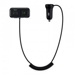 Φορτιστής Αυτοκινήτου Baseus S-16 T-Typed FM Transmitter MP3 Car Charger Black