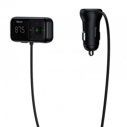 Φορτιστής Αυτοκινήτου Baseus S-16 T-Typed FM Transmitter MP3 Car Charger Black