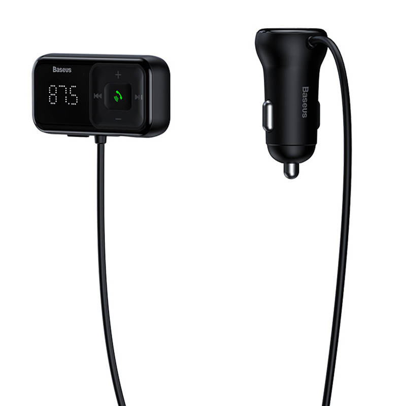 Φορτιστής Αυτοκινήτου Baseus S-16 T-Typed FM Transmitter MP3 Car Charger Black