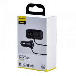 Φορτιστής Αυτοκινήτου Baseus S-16 T-Typed FM Transmitter MP3 Car Charger Black
