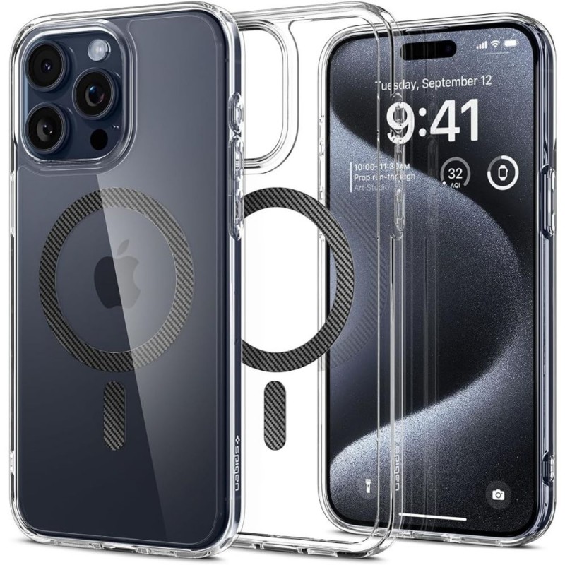 Θήκη Spigen Ultra Hybrid Mag MagSafe Apple iPhone 15 Pro (6.1") Carbon Fiber (ACS06717)