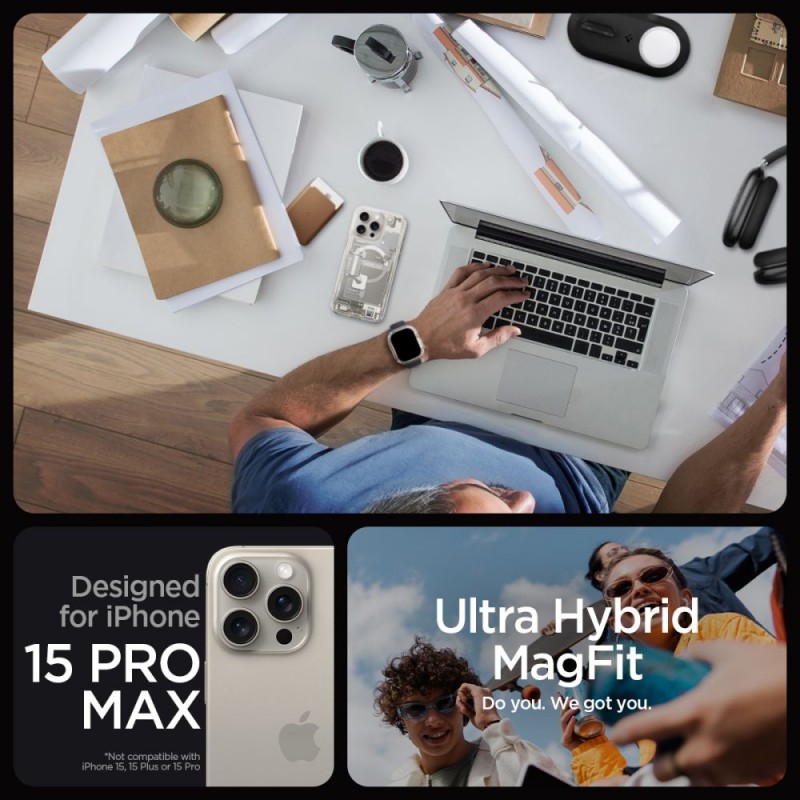 Θήκη Spigen Ultra Hybrid MagSafe Apple iPhone 15 Pro Max (6.7") Zero One Natural Titanium (ACS07211)
