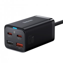Φορτιστής Ταξιδιού Baseus Wall Charger GaN3 Pro PD 65W 2x USB-C 2x USB & USB-C to USB-C Cable  Black