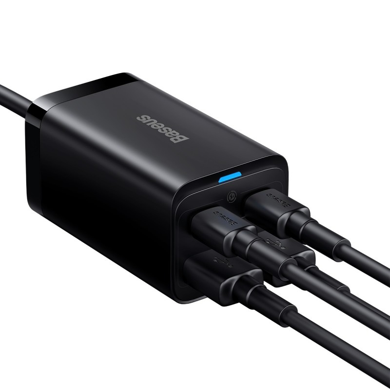 Φορτιστής Ταξιδιού Baseus Wall Charger GaN3 Pro PD 65W 2x USB-C 2x USB & USB-C to USB-C Cable  Black