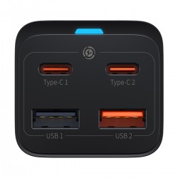 Φορτιστής Ταξιδιού Baseus Wall Charger GaN3 Pro PD 65W 2x USB-C 2x USB & USB-C to USB-C Cable  Black