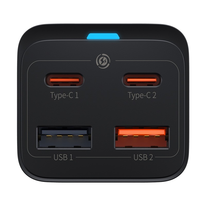Φορτιστής Ταξιδιού Baseus Wall Charger GaN3 Pro PD 65W 2x USB-C 2x USB & USB-C to USB-C Cable  Black