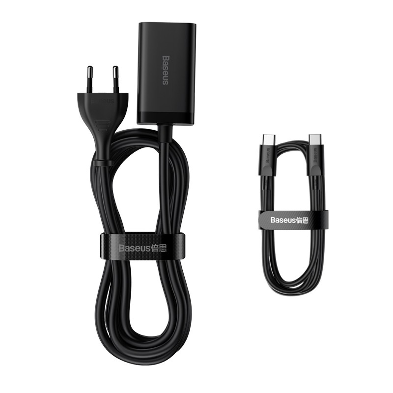 Φορτιστής Ταξιδιού Baseus Wall Charger GaN3 Pro PD 65W 2x USB-C 2x USB & USB-C to USB-C Cable  Black