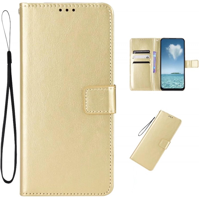 Θήκη Book Leather Wallet Realme C63 / 61 Card Holder Gold