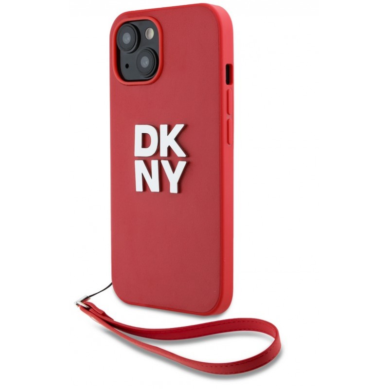 Θήκη DKNY PU Leather Stack Logo Wrist Strap Case Apple iPhone 14 Pro (6.1") Red