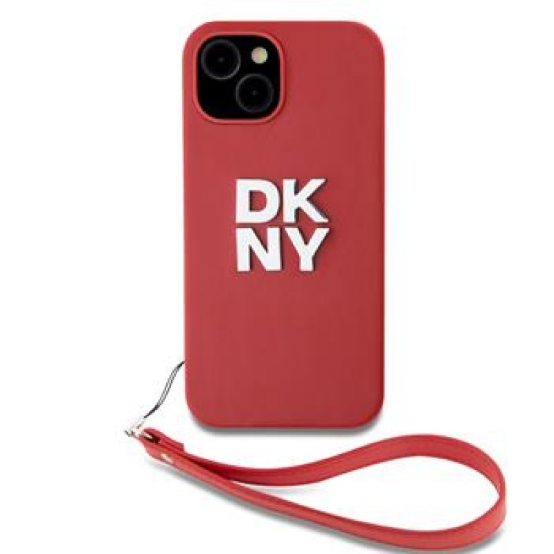 Θήκη DKNY PU Leather Stack Logo Wrist Strap Case Apple iPhone 14 Pro (6.1") Red