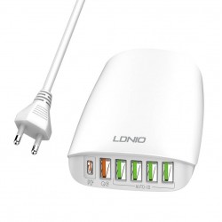 Φορτιστής Ταξιδιού Ldnio A6573C Adapter 5xUSB-A , USB-C & Cable 65W White