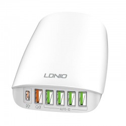 Φορτιστής Ταξιδιού Ldnio A6573C Adapter 5xUSB-A , USB-C & Cable 65W White