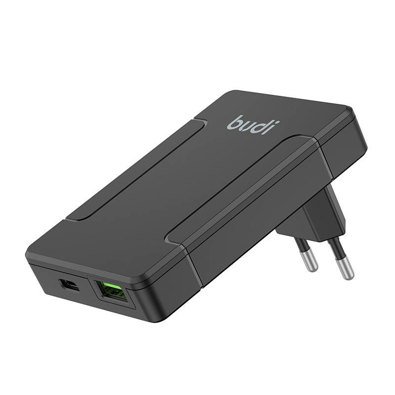 Φορτιστής Ταξιδιού Budi Universal Wall Charger USB & USB-C EU / UK / US / AU Adapter 65W Black