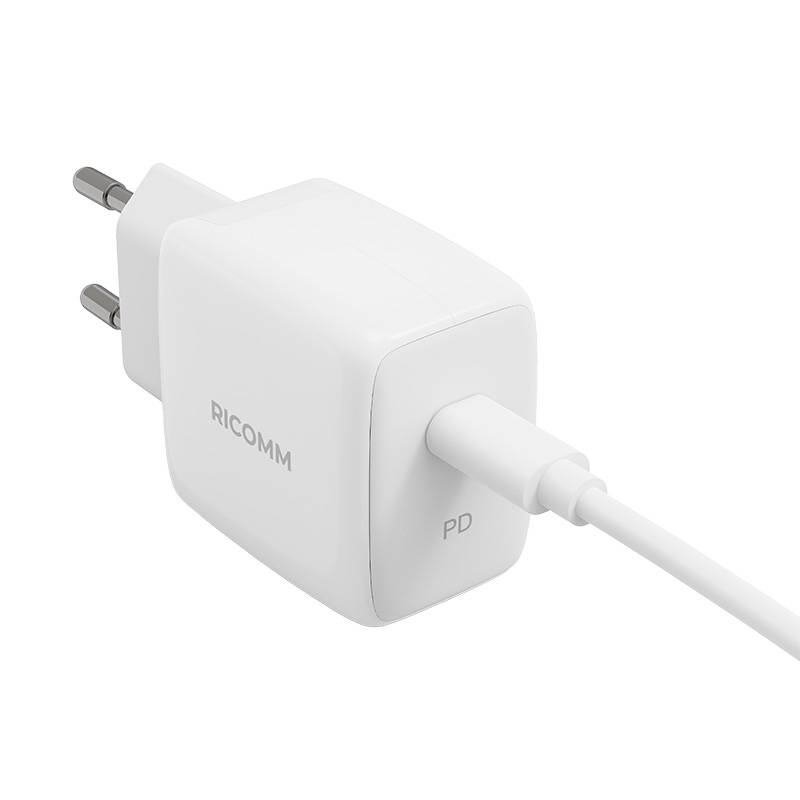 Φορτιστής Ταξιδιού Ricomm Wall Charger USB-C RC251 & Cable USB-C 2.1m White