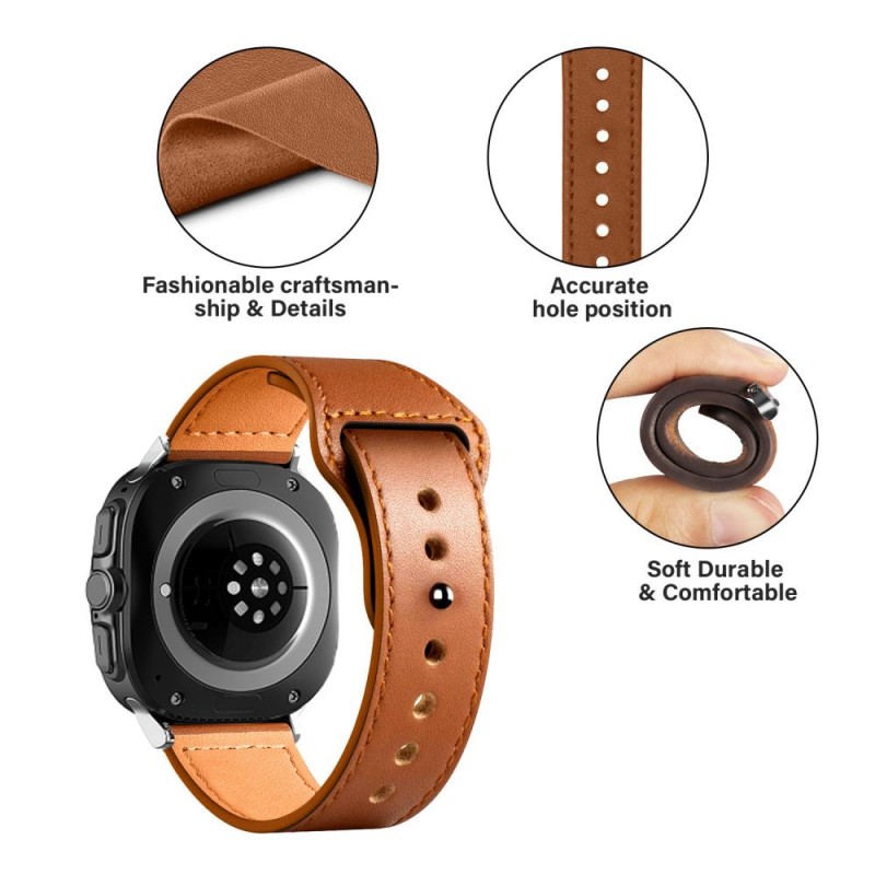 Ανταλλακτικό λουράκι Tech-Protect Leatherfit Samsung Galaxy Watch Ultra (47mm) Brown