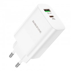 Φορτιστής Ταξιδιού Borofone BN10 Sunlight Usb + Type C - QC 3.0 PD 20W White