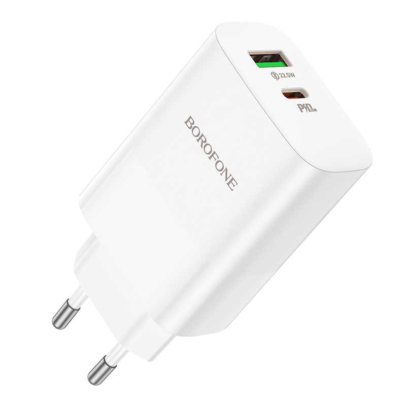 Φορτιστής Ταξιδιού Borofone BN10 Sunlight Usb + Type C - QC 3.0 PD 20W White