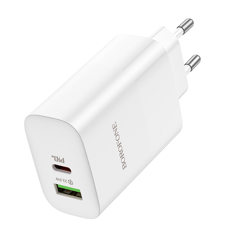 Φορτιστής Ταξιδιού Borofone BN10 Sunlight Usb + Type C - QC 3.0 PD 20W White