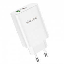 Φορτιστής Ταξιδιού Borofone BN10 Sunlight Usb + Type C - QC 3.0 PD 20W White