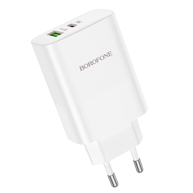 Φορτιστής Ταξιδιού Borofone BN10 Sunlight Usb + Type C - QC 3.0 PD 20W White