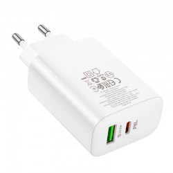 Φορτιστής Ταξιδιού Borofone BN10 Sunlight Usb + Type C - QC 3.0 PD 20W White