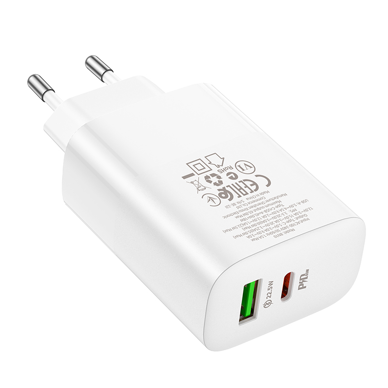 Φορτιστής Ταξιδιού Borofone BN10 Sunlight Usb + Type C - QC 3.0 PD 20W White