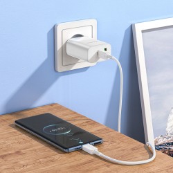 Φορτιστής Ταξιδιού Borofone BN10 Sunlight Usb + Type C - QC 3.0 PD 20W White