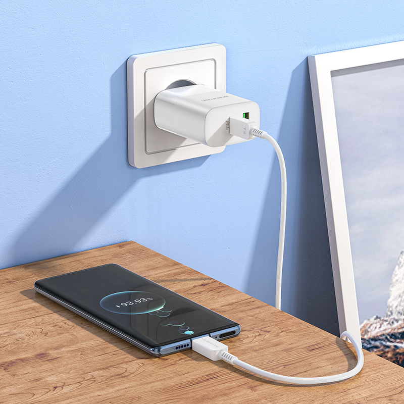 Φορτιστής Ταξιδιού Borofone BN10 Sunlight Usb + Type C - QC 3.0 PD 20W White