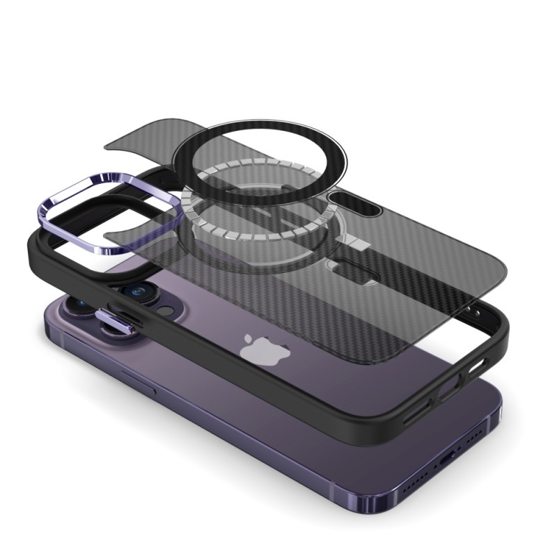 Θήκη Tel-Protect Carbon MagSafe Apple iPhone 15 Pro Max (6.7") Black / Purple 