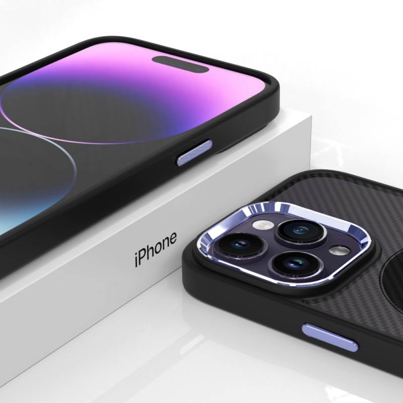 Θήκη Tel-Protect Carbon MagSafe Apple iPhone 15 Pro Max (6.7") Black / Purple 