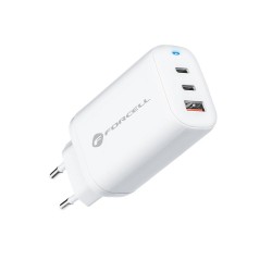 Φορτιστής Ταξιδίου Forcell F-Energy GaN Travel Charger with 2xUSB C and USB A 65W Quick Charge White Φορτιστής Ταξιδίου Forcell F-Energy GaN Travel Charger with 2xUSB C and USB A 65W Quick Charge White