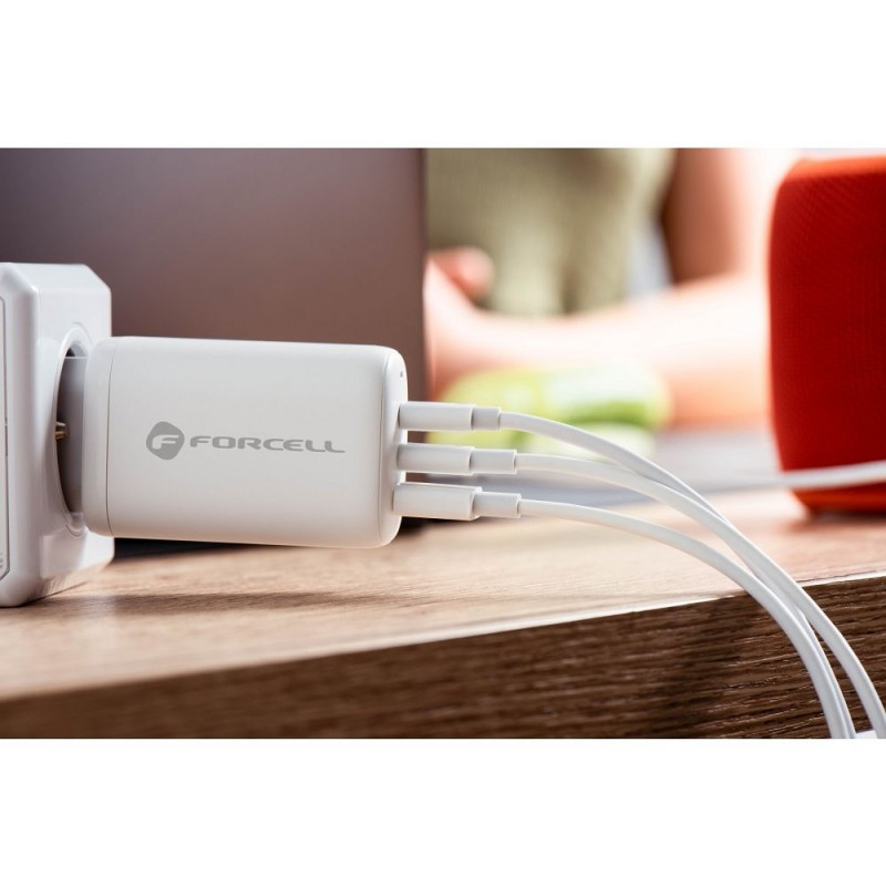 Φορτιστής Ταξιδίου Forcell F-Energy GaN Travel Charger with 2xUSB C and USB A 65W Quick Charge White Φορτιστής Ταξιδίου Forcell F-Energy GaN Travel Charger with 2xUSB C and USB A 65W Quick Charge White