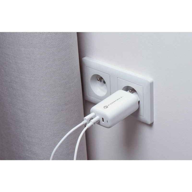 Φορτιστής Ταξιδίου Forcell F-Energy GaN Travel Charger with 2xUSB C and USB A 65W Quick Charge White Φορτιστής Ταξιδίου Forcell F-Energy GaN Travel Charger with 2xUSB C and USB A 65W Quick Charge White