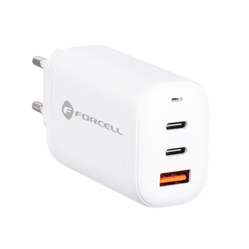 Φορτιστής Ταξιδίου Forcell F-Energy GaN Travel Charger with 2xUSB C and USB A 65W Quick Charge White Φορτιστής Ταξιδίου Forcell F-Energy GaN Travel Charger with 2xUSB C and USB A 65W Quick Charge White