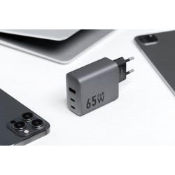 Φορτιστής Ταξιδίου Forcell F-Energy GaN Travel Charger with 2xUSB C and USB A 65W Quick Charge Grey Φορτιστής Ταξιδίου Forcell F-Energy GaN Travel Charger with 2xUSB C and USB A 65W Quick Charge Grey