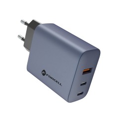 Φορτιστής Ταξιδίου Forcell F-Energy GaN Travel Charger with 2xUSB C and USB A 65W Quick Charge Grey Φορτιστής Ταξιδίου Forcell F-Energy GaN Travel Charger with 2xUSB C and USB A 65W Quick Charge Grey