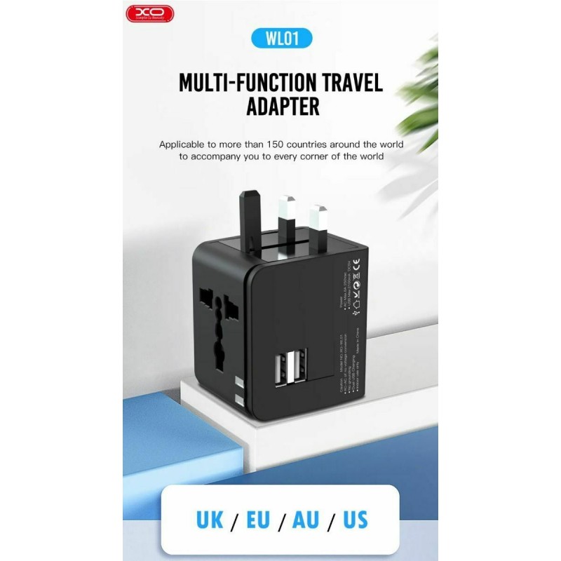 Αντάπτορας Πρίζας XO WL01 Multifunctional Universal Black