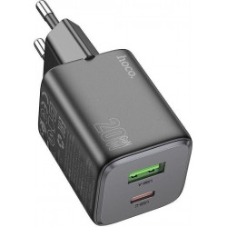Φορτιστής Ταξιδιού Hoco N41 Fasr Charger (PD20W/QC3.0) USB-A & USB-C Black