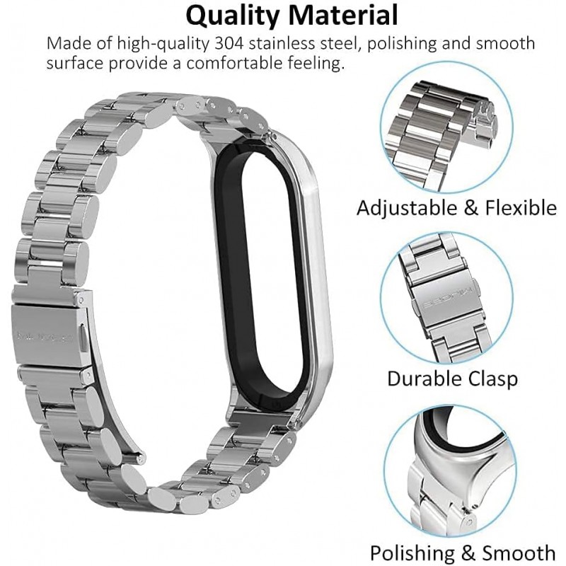 Ανταλλακτικό λουράκι Xiaomi Band 8 / 9 / 9 NFC  Stainless Steel Silver