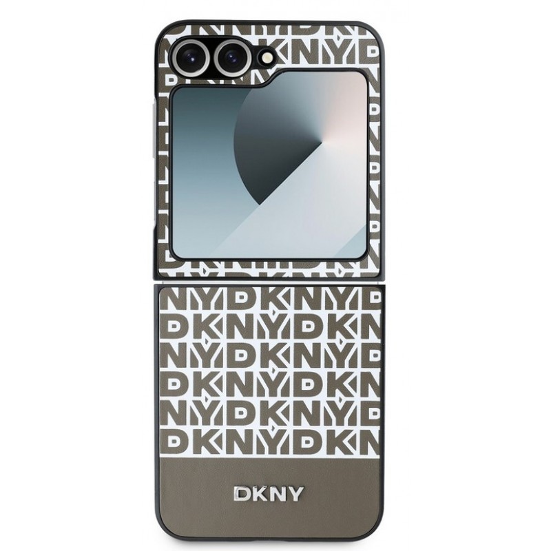Θήκη  DKNY PU Leather Repeat Pattern Bottom Stripe Samsung Galaxy Z Flip6 SM-F741 / Flip7 FE 5G SM-761B Brown